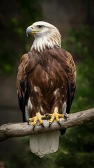 Obraz premium Philippine Eagle Perched on Branch in Forest Nature, Realistic Photo, Pattern Background, Wallpaper, Cover and Screen for Smartphone, Cell Phone, Computer, Laptop