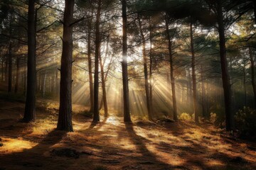 Obraz premium Sunlit Forest Scene