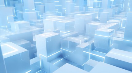 3d rendering of white and blue abstract geometric background. Scene for advertising, technology, showcase, banner, game, sport, cosmetic, business, metaverse. Sci-Fi Illustration. Product display