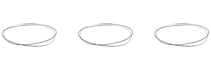 Set of round hand drawn doodle frames isolated on white background