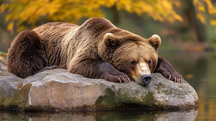 Fototapeta premium Grizzly Bear Standing by Water