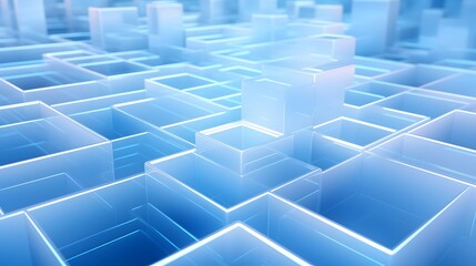 3d rendering of white and blue abstract geometric background. Scene for advertising, technology, showcase, banner, game, sport, cosmetic, business, metaverse. Sci-Fi Illustration. Product display
