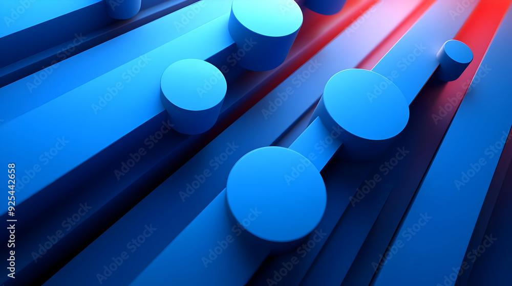 Poster abstract blue shapes and lines create a modern, dynamic visual effect.