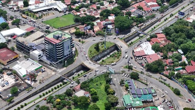 Managua, Nicaragua - August 16, 2024: Highway road to Masaya in Managua aerial drone view