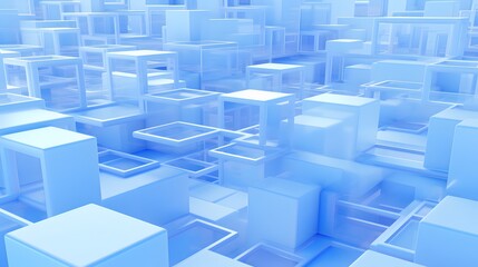 3d rendering of white and blue abstract geometric background. Scene for advertising, technology, showcase, banner, game, sport, cosmetic, business, metaverse. Sci-Fi Illustration. Product display