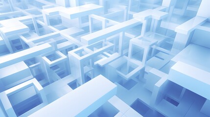 Fototapeta premium 3d rendering of white and blue abstract geometric background. Scene for advertising, technology, showcase, banner, game, sport, cosmetic, business, metaverse. Sci-Fi Illustration. Product display
