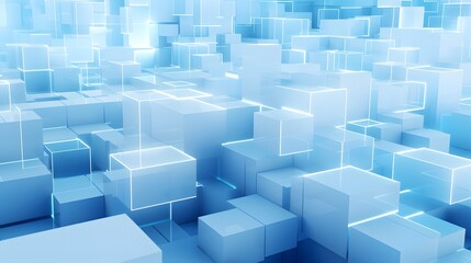 Fototapeta premium 3d rendering of white and blue abstract geometric background. Scene for advertising, technology, showcase, banner, game, sport, cosmetic, business, metaverse. Sci-Fi Illustration. Product display