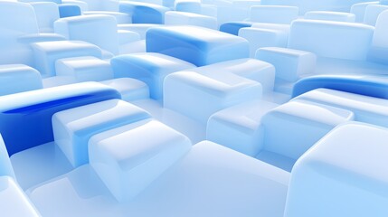 Obraz premium 3d rendering of white and blue abstract geometric background. Scene for advertising, technology, showcase, banner, game, sport, cosmetic, business, metaverse. Sci-Fi Illustration. Product display