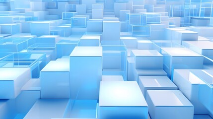 Fototapeta premium 3d rendering of white and blue abstract geometric background. Scene for advertising, technology, showcase, banner, game, sport, cosmetic, business, metaverse. Sci-Fi Illustration. Product display