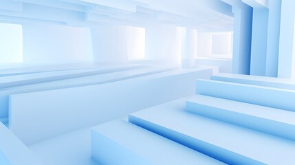 Obraz premium 3d rendering of white and blue abstract geometric background. Scene for advertising, technology, showcase, banner, game, sport, cosmetic, business, metaverse. Sci-Fi Illustration. Product display