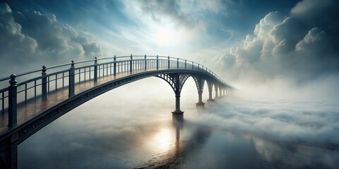 Fantasy bridge enveloped in mysterious fog , fog, bridge, fantasy, mystical, ethereal, mist, dreamy, enchanting