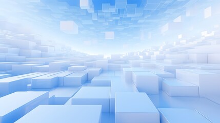 3d rendering of white and blue abstract geometric background. Scene for advertising, technology, showcase, banner, game, sport, cosmetic, business, metaverse. Sci-Fi Illustration. Product display