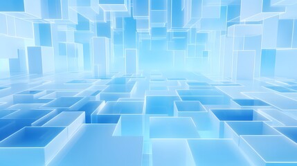 Fototapeta premium 3d rendering of white and blue abstract geometric background. Scene for advertising, technology, showcase, banner, game, sport, cosmetic, business, metaverse. Sci-Fi Illustration. Product display
