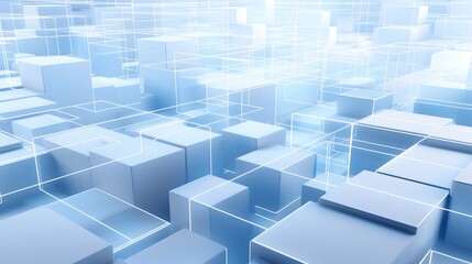 Fototapeta premium 3d rendering of white and blue abstract geometric background. Scene for advertising, technology, showcase, banner, game, sport, cosmetic, business, metaverse. Sci-Fi Illustration. Product display