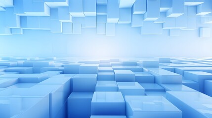 Fototapeta premium 3d rendering of white and blue abstract geometric background. Scene for advertising, technology, showcase, banner, game, sport, cosmetic, business, metaverse. Sci-Fi Illustration. Product display