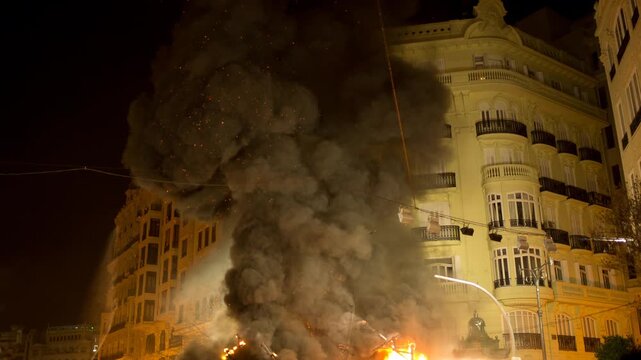 las fallas in valencia where the paper mache statues are burned