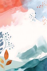 Obraz premium Abstract Watercolor Background With Floral Elements