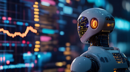 Fototapeta premium Cryptocurrency trading bots driven AI maneuvering through complex market graphs.