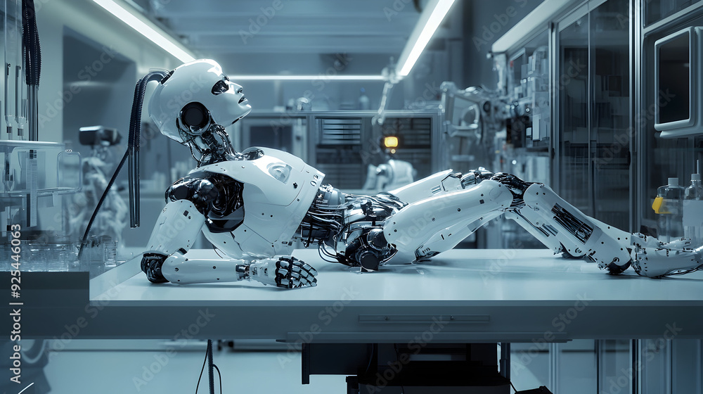 Poster advanced robotics in a high-tech laboratory