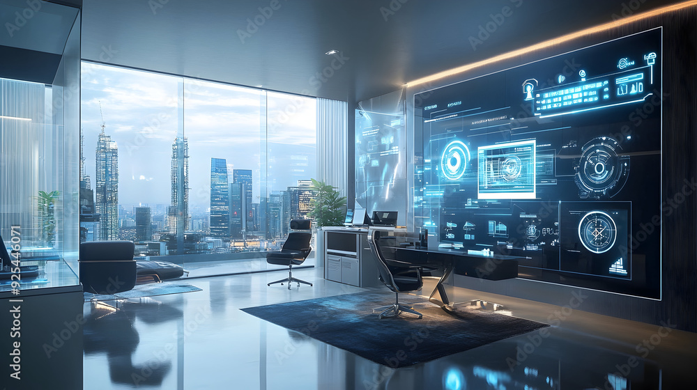 Poster advanced smart office with integrated automation and iot