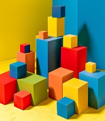 Obraz premium Colorful Cubes Abstract Shapes Background