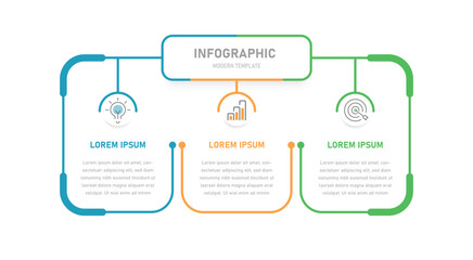 An infographic template with 3 steps. Business infographics for presentation. Changeable icons