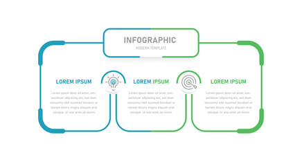 An infographic template with 3 steps. Business infographics for presentation. Changeable icons