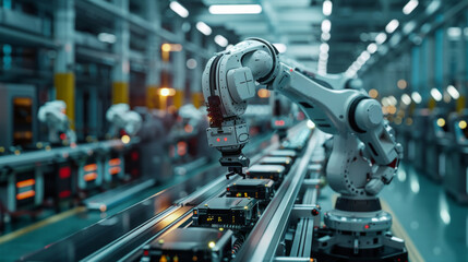 Fototapeta premium Advanced Industrial Robotics is revolutionizing the Manufacturing Environment industry today