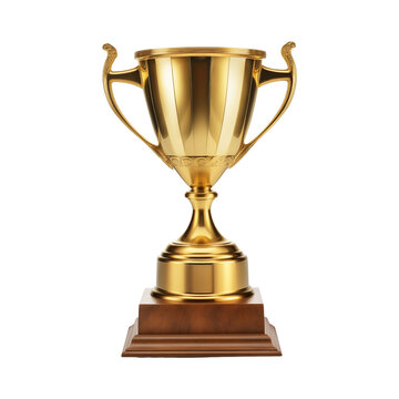 Winner golden trophy cup isolated on transparent background, png