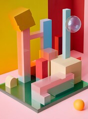 Fototapeta premium Abstract Colorful 3D Geometric Shapes Illustration