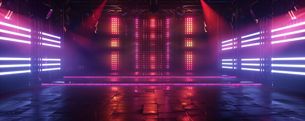  Led screen blue on the concert stage	