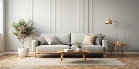 Modern Scandinavian style interior with a chic sofa and trendy vase , Scandinavian, style, interior, sofa, trendy, vase