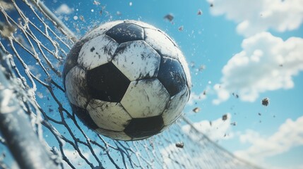 In slow motion, the ball hits the post, capturing the game's intensity and players' emotions.