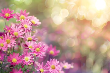 Fototapeta premium Pink Flowers with Bokeh Background