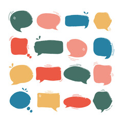 Brush Stroke Speech Bubble Set Vector Design.