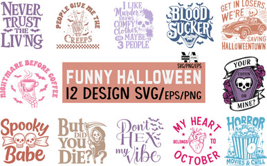 halloween design bundle, Retro halloween, Happy halloween vector, pumpkin, witch, spooky, ghost, funny halloween t-shirt quotes Bundle, Cut File Cricut, Silhouette