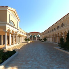 Fototapeta premium Classical Roman Architecture Courtyard With Columns