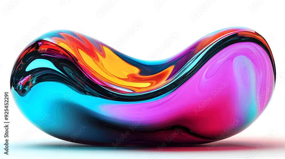 Poster abstract colorful glossy object isolated on white background.