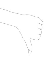 illustration d'une main avec le pouce en bas dessin à la ligne 