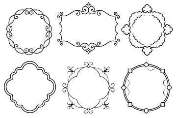Vintage calligraphic frames. Ornate calligraphy frame, retro elegant ornamental borders, filigree floral ornaments for framed certificate template. Isolated vector decorative Victorian dividers set.  