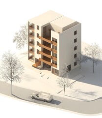 Modern Apartment Building 3D Design