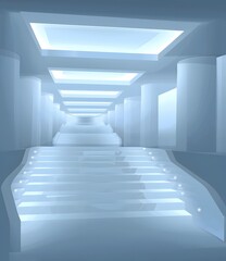 Obraz premium Modern Stairway with White Walls and Bright Lights