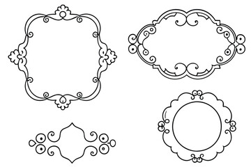 Vintage calligraphic frames. Ornate calligraphy frame, retro elegant ornamental borders, filigree floral ornaments for framed certificate template. Isolated vector decorative Victorian dividers set.  
