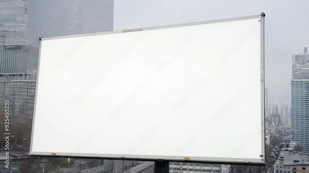 Poster empty advertisement board in urban setting under cloudy sky generative ai