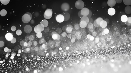 Abstract silver background with white particles. Round bokeh or glitter lights. Design template --ar 16:9 --v 6.1 Job ID: f5860cb2-4ae8-462e-bc1a-9cd71a14d986