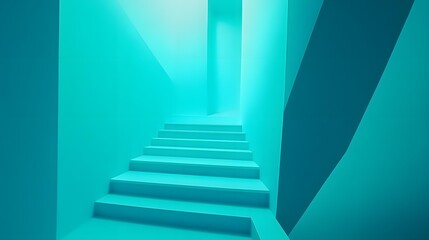 Fototapeta premium Minimalist Turquoise Staircase Interior Design