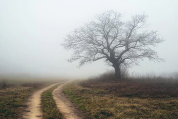 Foggy Tree Path