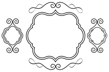 Vintage calligraphic frames. Ornate calligraphy frame, retro elegant ornamental borders, filigree floral ornaments for framed certificate template. Isolated vector decorative Victorian dividers set.  