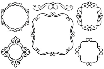 Vintage calligraphic frames. Ornate calligraphy frame, retro elegant ornamental borders, filigree floral ornaments for framed certificate template. Isolated vector decorative Victorian dividers set.  