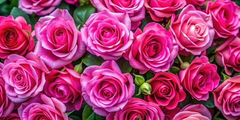 Fototapeta premium Top view of vibrant pink rose blossoms in full bloom , pink, rose, flower, blossom, background, wallpaper, petal, bloom
